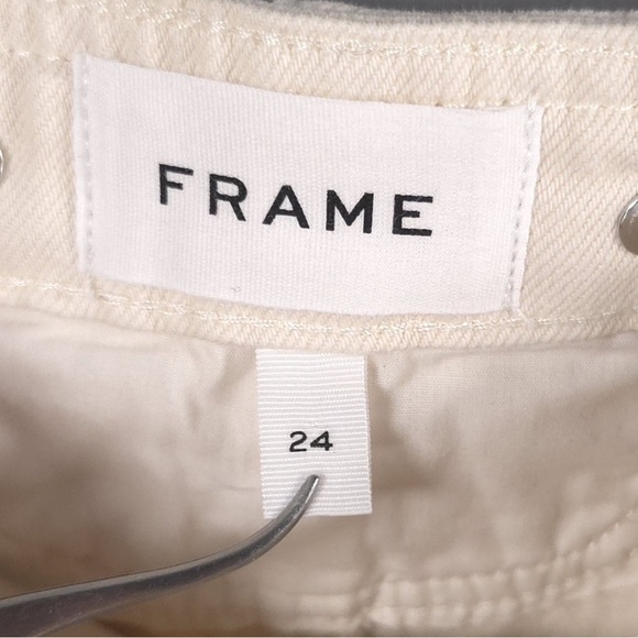 NWT FRAME Button Detail Crop Trousers Twill Pants Wide Leg 100% Cotton Size 24 - Picture 6 of 15